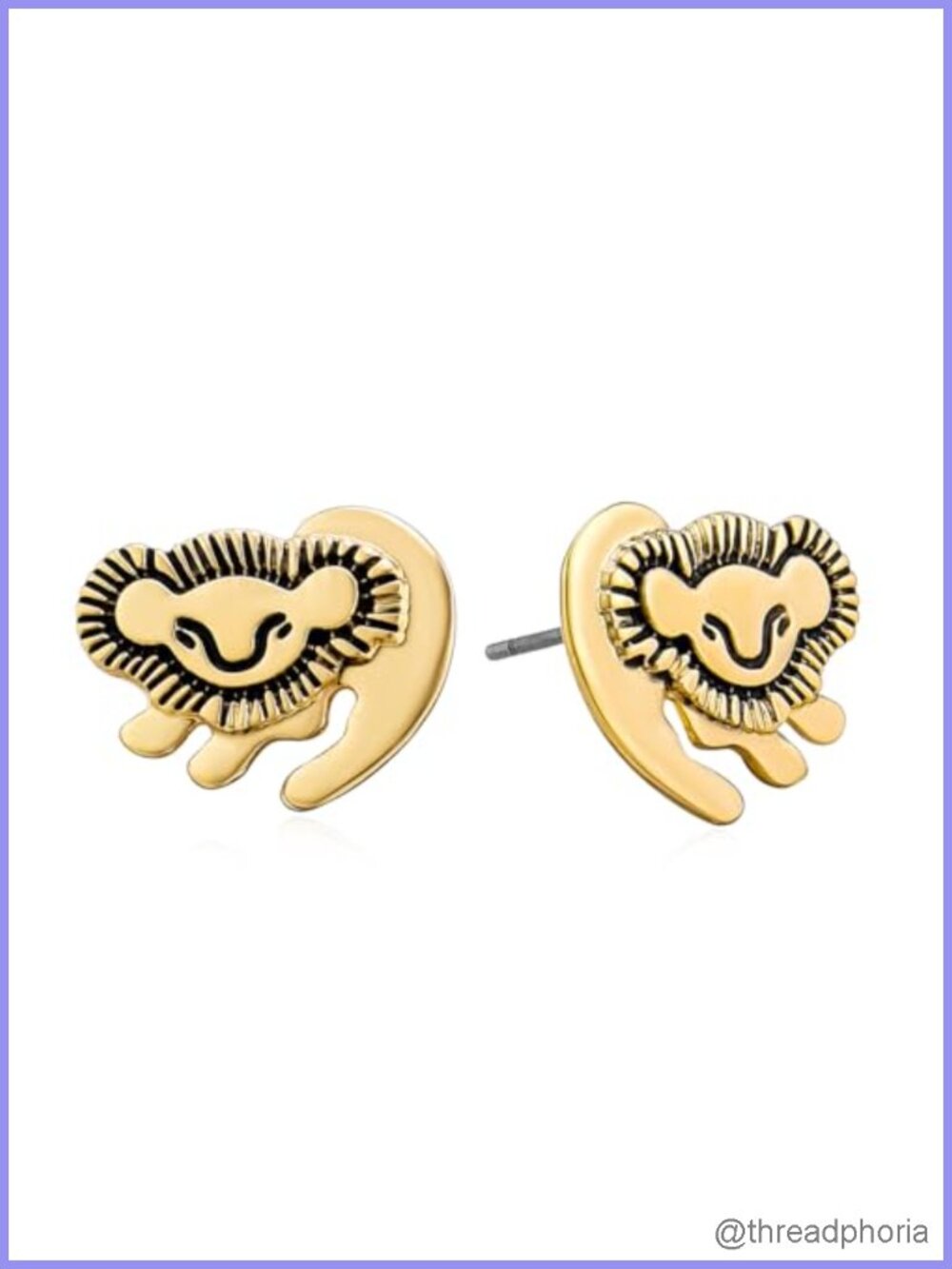 Lion Stud Earrings Rose Gold Minimalist Animal Jewelry for Women